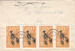 PLANE, CRAYFISH, STAMPS ON COVER, 1968, ROMANIA - Storia Postale