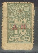 Sello  10 Ctvos NEW YORK, Fiscal, Traders Rebate, Cupon Descuento Comerciantes º - Fiscaux