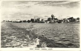 Nigeria, LAGOS, Marina, Ferry Wharf, Panorama (1950s) RPPC - Nigeria