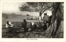 Nigeria, KANO, Native People Near City Wall (1930s) RPPC - Nigeria