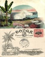 Tonga Islands, A Native Village (1909) Pre-Printed Stamp - Tonga