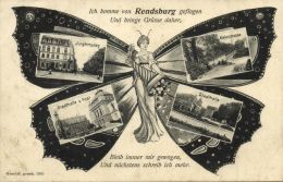 RENDSBURG, Schmetterling Mehrbild, Kielerstrasse, Jungfernstieg, Post (1906) - Rendsburg