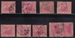 Watermark  (W18 ) Lot, 1d X 9 Qty, Western Austraila Used, Postmark / Perf, Study, 1902 Onward, Swan Bird,  As Scan - Gebruikt