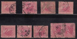 Watermark  (W18 ) Lot, 1d X 9 Qty, Western Austraila Used, Postmark / Perf, Study, 1902 Onward, Swan Bird,  As Scan - Used Stamps