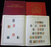 OLD IDEAL ALBUM (Vol. 1 & 2) Issues Up To 1920's, A Few 100 Stamps, Also An Empty KGVI Printed Album. (2 Albums). - Other & Unclassified