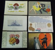 COLLECTION Of Cards Incl. Comic, Artistic, Novelty Etc. Housed In Eight Albums With WWI Embroidered Silks, Patchwork Car - Non Classés