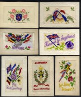 WWI ALBUM Of Embroidered Silks 55+, Old Album Of 80+ Cards Mainly Topographical Views Incl. Yorkshire & N.E England. - Unclassified