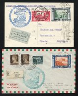 1933 Italian Second South America Flights No. 304/5, Two Cacheted Covers, First Cancelled 'Rome Aerea Crosiera Zeppelin/ - Other & Unclassified