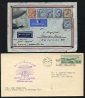 1933 Miami To Chicago Graf Zeppelin Flight Franked USA 50c Air, Purple Century Of Progress Cachet, B/stamp With World's - Otros & Sin Clasificación