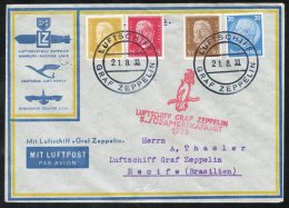 1935 5th South American Flight (No. 327) Airmail Envelope Posted On Board, Franked Hindenburg Defins 15pf, 20pf, 50pf &a - Other & Unclassified