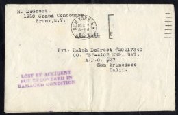 1942 Dec 14th U.S Military Crash New York - Oahu, Hawaii (APO 27) Cover With Original Contents, Bears Cachet 'Lost By Ac - Other & Unclassified
