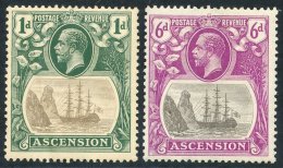 1924-33 1d & 6d Badge, M Both With 'broken Mainmast' Variety, Both With Crease, SG.11a & 16a. Good Appearance. ( - Other & Unclassified