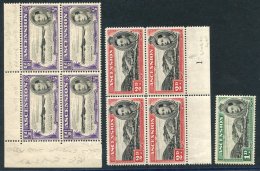 1938 ½d Black & Violet P.13½ Top Left Corner Block Of Four Showing Re-entry On Stamp 2/2 UM, 2d Black - Other & Unclassified