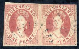 1860 Wmk Large Star Imperf 1d Carmine-rose Horizontal Pair With Mainly Good To Large Margins (outer Frame Line Cut Into - Autres & Non Classés