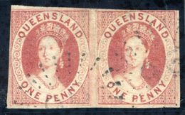 1860 Wmk Large Star Imperf 1d Carmine-rose Horizontal Pair With Mainly Good To Large Margins (outer Frame Line Cut Into - Other & Unclassified