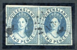 1860 Wmk Large Star Imperf 2d Blue Horizontal Pair With Good To Large Margins, Clearly Cancelled, Fine. A Rare Multiple. - Altri & Non Classificati