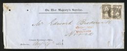 1856 (4 Aug) Official Entire From The Colonial Secretary's Office, Melbourne To Avoca, Bearing Queen On Throne 2d Pair, - Altri & Non Classificati