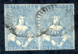 1850-53 3d Blue Pair, [3-4], Clear To Large Margins All Round, Twice Lightly Cancelled By Barred Ovals With Centres Fail - Autres & Non Classés