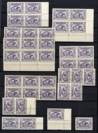 1931 Kingsford Smith 3d Blue (42 Examples) In Pairs, Blocks, Marginals Etc, SG.122, 6d Violet (38 Examples) In Blocks, M - Sonstige & Ohne Zuordnung