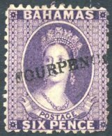 1883 'FOURPENCE' On 6d Deep Violet, Fine Unused Without Gum, A.P Cert. 1986, SG.45, Cat. £550. - Sonstige & Ohne Zuordnung