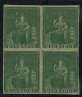 1861-70 ½d Grass-green Block Of Four, Variety Imperforate, Close To Good Margins, Unused With Large Part O.g (a L - Sonstige & Ohne Zuordnung