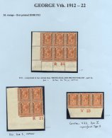 1913-25 KGV Control Blocks/strips UM, Comprising 1913 Royal Cypher ½d Control Blocks Of Six 'J17' Imperf & '0 - Sonstige & Ohne Zuordnung