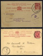 1913 6c Postal Stationery Card, Reply Half To USA With MOLO C.d.s, 1944 K.U.T 15c Postal Stationery Card, Crown Censor H - Sonstige & Ohne Zuordnung