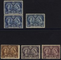 1897 Jubilee 5c Vertical Pair UM & Single M (gum Crease), 6c, 8c & 10c M, From SG.127/131. (6) Cat. £415 - Sonstige & Ohne Zuordnung