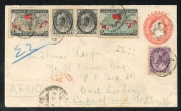 1899 3c Postal Stationery Envelope, Uprated With 1897-98 ½c (2), 2c, 1898 Map 2c (2 Distinct Shades), Registered - Sonstige & Ohne Zuordnung