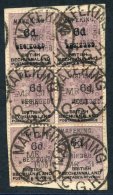 MAFEKING 1900 6d On 3d Lilac & Black, Six Examples VFU On A Piece, Some Perfs Are Still Joined, Tied By Fine Mafekin - Sonstige & Ohne Zuordnung