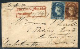 1859 (17 July) Envelope To Southampton, Bearing 1d Blue & 5d Chestnut (both Touched Or Just Into On One Side), Both - Sonstige & Ohne Zuordnung