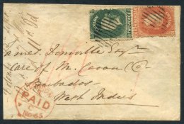 1865 (30 Sep) Envelope (truncated At Left) From Colombo To Barbados, Bearing Perf 12½ 10d Dull Vermilion & CC - Sonstige & Ohne Zuordnung