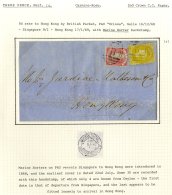 1868 (31 Oct) Entire From Galle To Hong Kong, Bearing Perf 14 3d Carmine Rose & 1867-70 2d Yellow, Both Cancelled By - Sonstige & Ohne Zuordnung