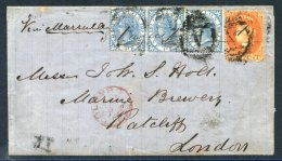 1869 (12 June) Entire From Colombo To London, Marked 'Via Marseilles,' Bearing 10d Orange & 1868 1d Blue Strip Of Th - Sonstige & Ohne Zuordnung