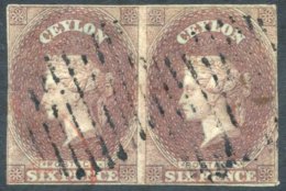 1857 6d Purple-brown Horizontal Pair, Touched At Sides And With Small Margins On The Other Two, Lightly Cancelled, One W - Sonstige & Ohne Zuordnung
