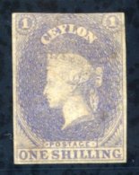 1857-59 1s Slate-violet With Large Margins On Three Sides, Just Into At Top, Unused With Small Part O.g, A Little Crease - Sonstige & Ohne Zuordnung