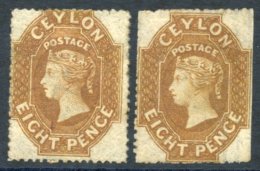 1861-64 8d Yellow-brown, Two Unused Examples, One Regummed And With Small Mark On Face, The Other Without Gum And Perfs - Autres & Non Classés