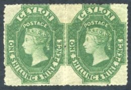 1861-64 1/9d Light Green Horizontal Pair, Prepared For Use But Not Issued, Unused With Large Part Original Gum, The Left - Autres & Non Classés