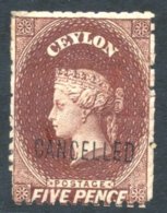1863-66 5d Red-brown Perf 12½, Hand Stamped 'CANCELLED' (Type D7), Part O.g, Perfs Clipped In Places & Lightl - Autres & Non Classés
