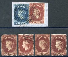 1863-66 5d Red-brown Used On Small Piece With 1d And An Unused Example (blunt Top Left Corner & Small Thin) With Par - Autres & Non Classés