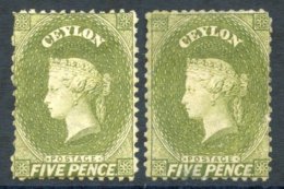 1863-66 5d Yellow-olive With Wmk Reversed, Unused With Small Part O.g, Fine. Also An Example With Normal Wmk, Unused Wit - Autres & Non Classés