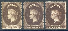 1863-66 6d Sepia & 6d Reddish-brown (2) - One With Wmk Reversed, All Unused With Part Or Small Part O.g, Fine, SG.55 - Autres & Non Classés
