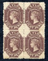 1863-66 8d Reddish-brown Block Of Four, Unused With Large Part O.g, Small Light Tone At Lower Left O/w Fine, SG.56, Cat. - Sonstige & Ohne Zuordnung