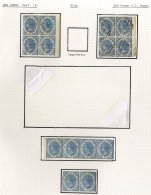 1866-68 CCC 1d Blue, Block Of Four (gum Disturbed), Strip Of Four (one With Corner Crease) And A Pair M, And A Block Of - Autres & Non Classés