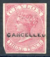 1866-68 CCC 3d Rose Imperforate On Gummed Watermarked Paper, H/stamped 'CANCELLED' (Type D7), The Lower Left Corner Clip - Sonstige & Ohne Zuordnung