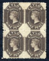 1867-70 CCC 9d Blackish Brown Block Of Four, Unused With Large Part O.g, Fine, SG.69b, Cat. £280. - Autres & Non Classés