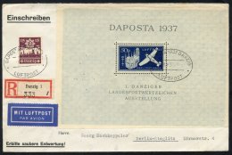 1937 National Philatelic Exhibition 'DAPOSTA' 50pf Airmail Souvenir Sheet On An Airmail Registered Cover Together With 1 - Sonstige & Ohne Zuordnung