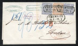 NORTH GERMAN CONFEDERATION 1871 Registered Cover From Chemnitz To London, Franked Perf ½g (rounded Corner) & - Sonstige & Ohne Zuordnung