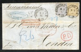 NORTH GERMAN CONFEDERATION 1870 Front Registered To London, Franked Perf 2g (defective) & 5g, Tied By Hamburg D/stam - Sonstige & Ohne Zuordnung