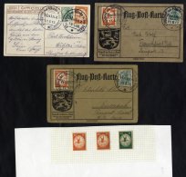 1912 Rhine Main Flight By Airship 'Swaben,' Two Official Cards Franked 5pf + 10pf Semi-official Air Dated 11.6.12 From F - Sonstige & Ohne Zuordnung